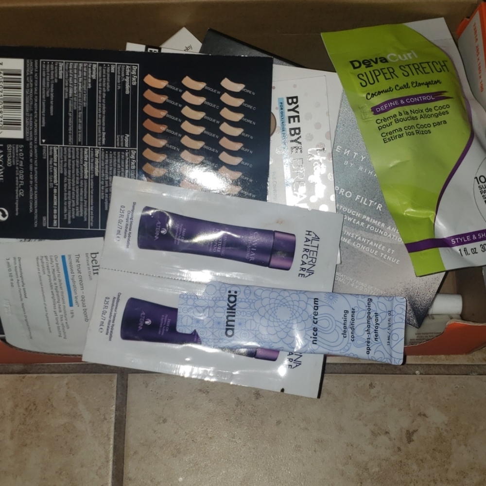Box of samples from sephora